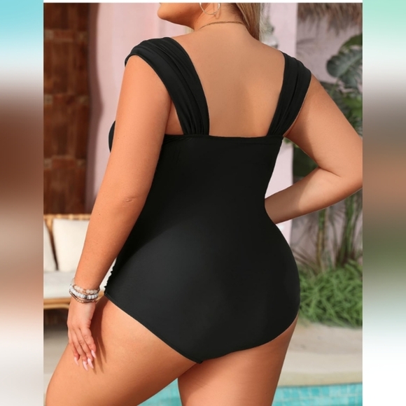 Aqua Eve Plus Size One Piece Tummy Control Bathing Suit Vintage. Size 14W - Picture 2 of 16